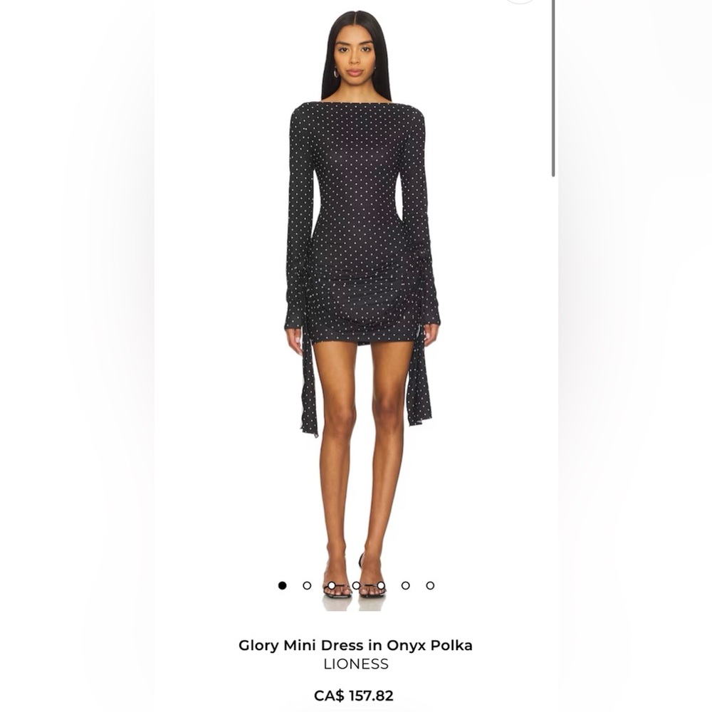 Lioness Onyx Polka Dot Long-Sleeve Mini Dress